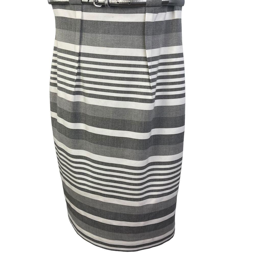 Calvin Klein Gray and White Striped Midi Sheath Dress - Picture 7 of 11